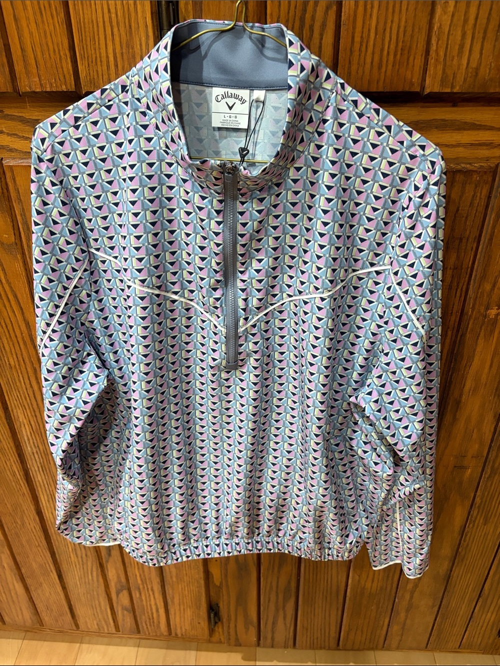 Callaway Light Blue & Pink pattern 1/4 zip pullover size large women’s